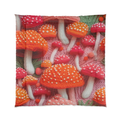 Mushroom Crochet, Enchanted Forest Design, Earthy Fungi. Mystical Magic Woodland, Immerse in Nature - Bed Comforter