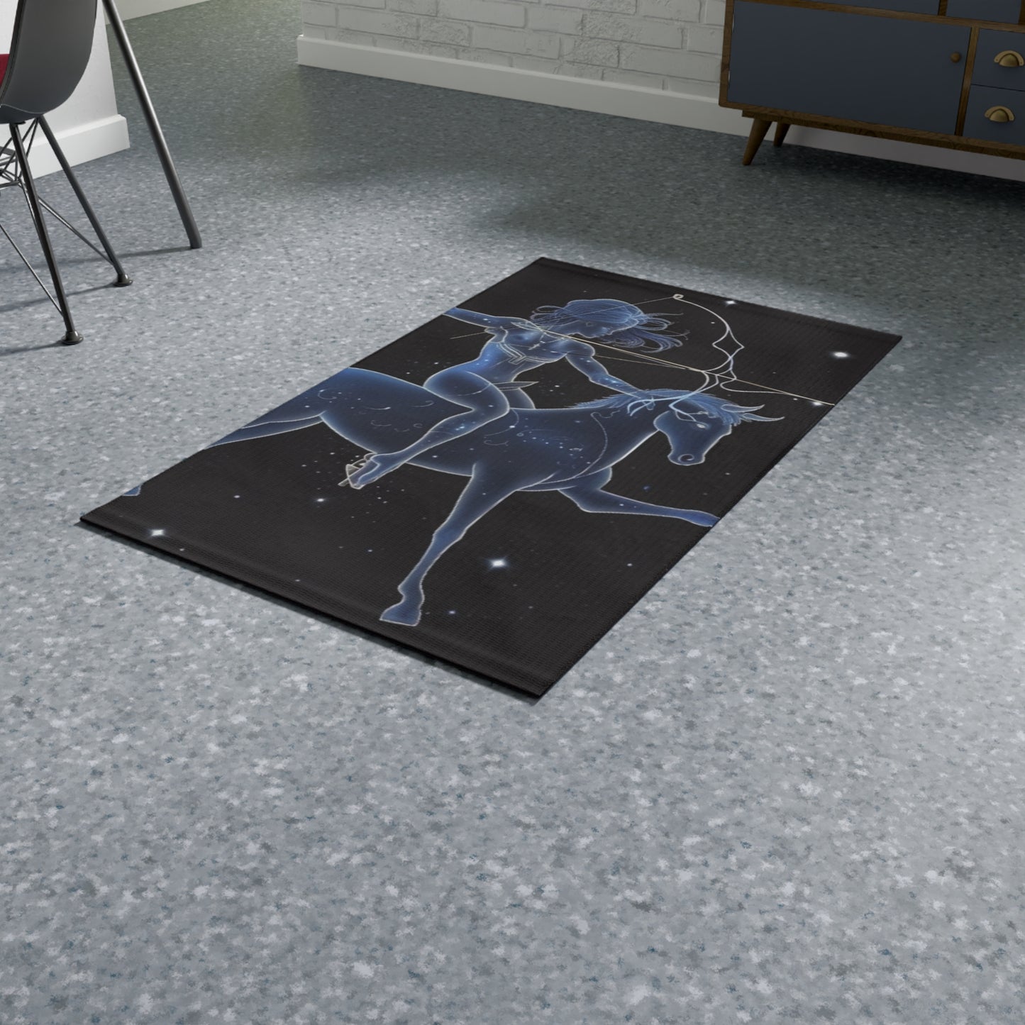 Sagittarius Zodiac in Starlit Universe - Fluorescent Colors - Dobby Rug