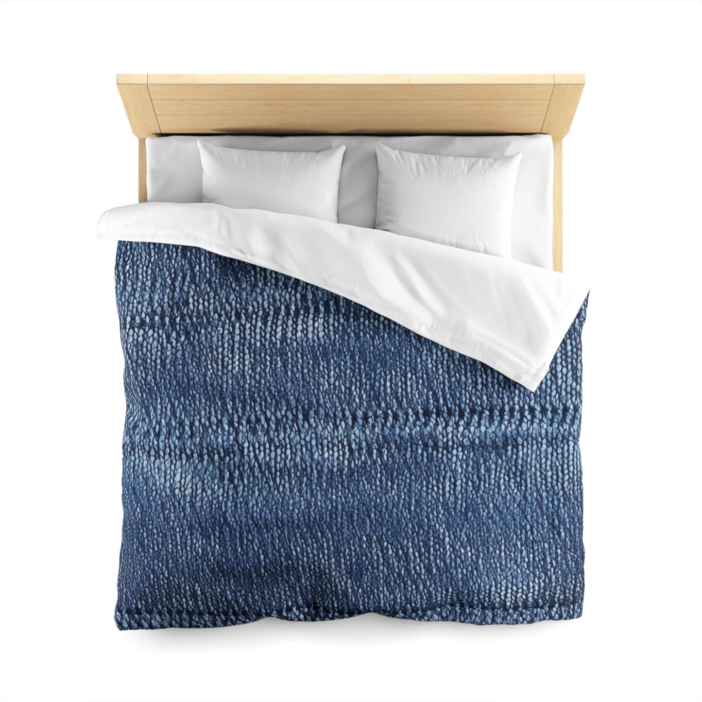 Indigo blue jean Denim Design Pattern Style - Microfiber Duvet Cover