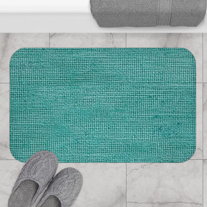 Diseño de tela vaquera color turquesa menta de calidad, material elegante - Alfombra de baño