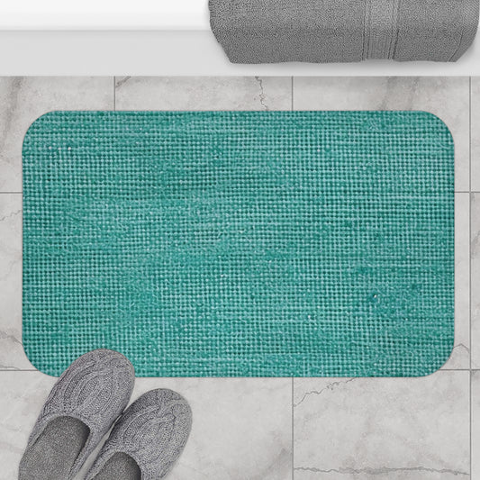 Diseño de tela vaquera color turquesa menta de calidad, material elegante - Alfombra de baño