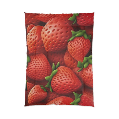 Garden Strawberries- Wild Sweet Gourmet - Farm Growing Ripe Red Fruit -Bed Comforter