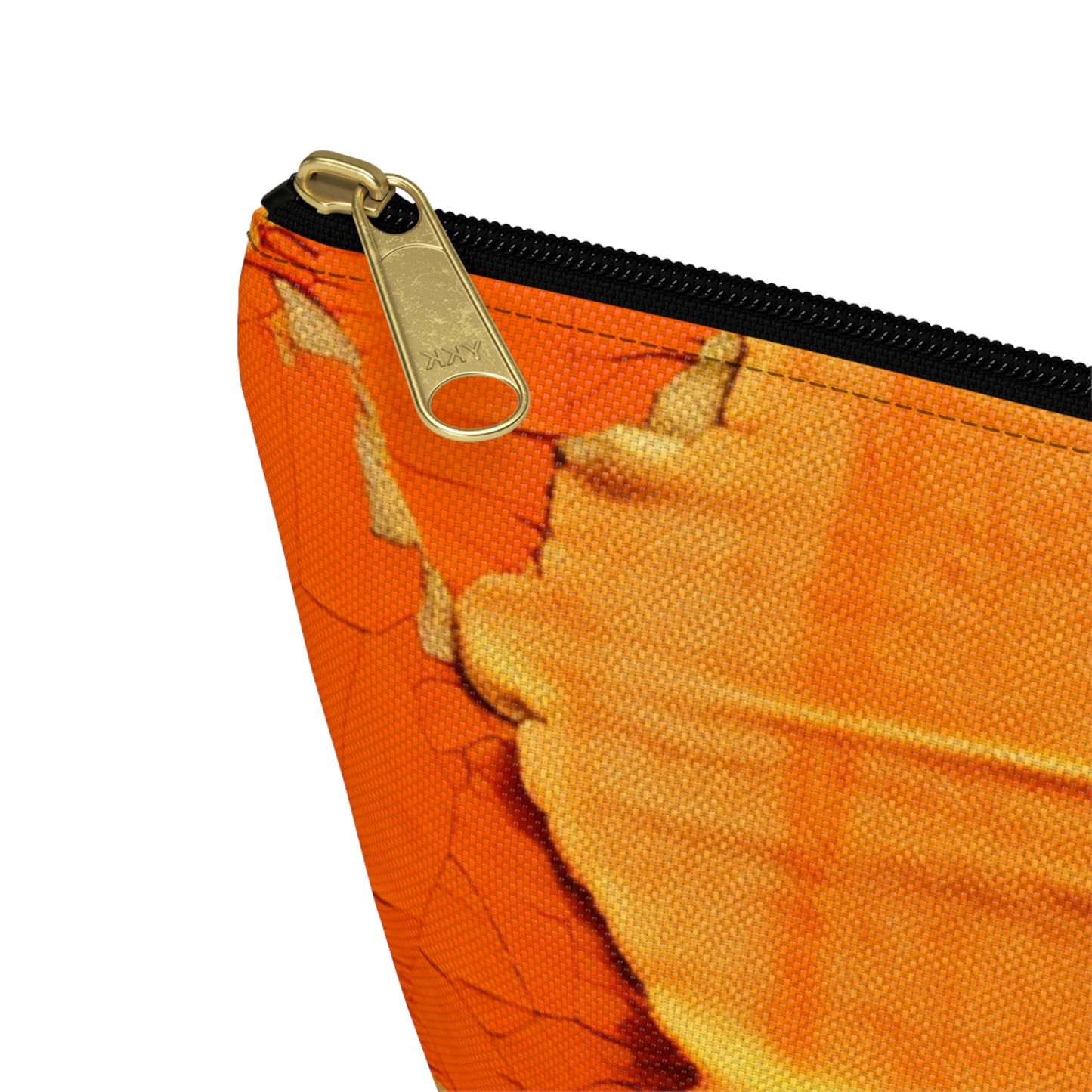 Fiery Citrus Orange: Edgy Distressed, Denim-Inspired Fabric - Accessory Pouch w T-bottom