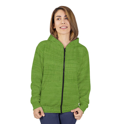 Olive Green Denim-Style: Seamless, Textured Fabric - Unisex Zip Hoodie (AOP)