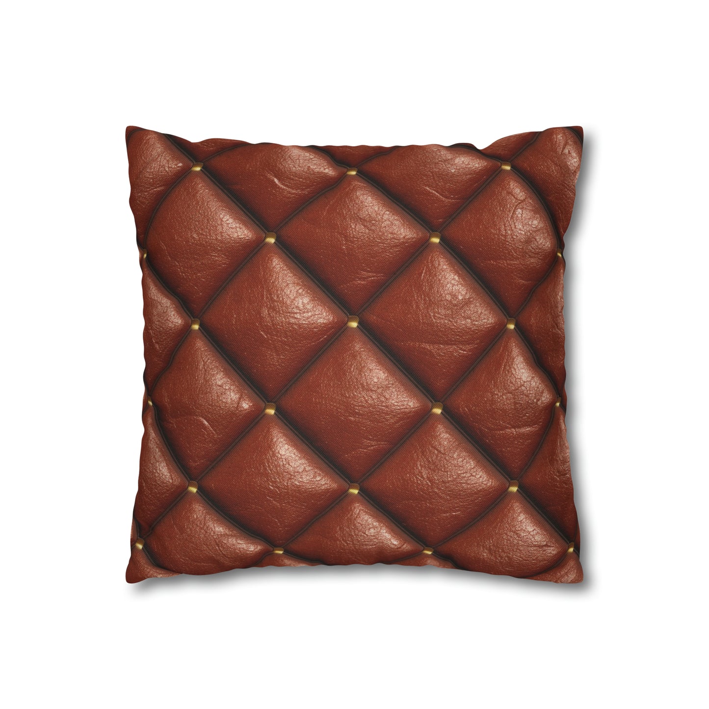 Brown Leather Cognac Pattern Rugged Durable Design Style - Spun Polyester Square Pillow Case