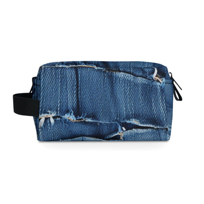 Midnight Blue Distressed Denim: Rugged, Torn & Stylish Design - Toiletry Bag