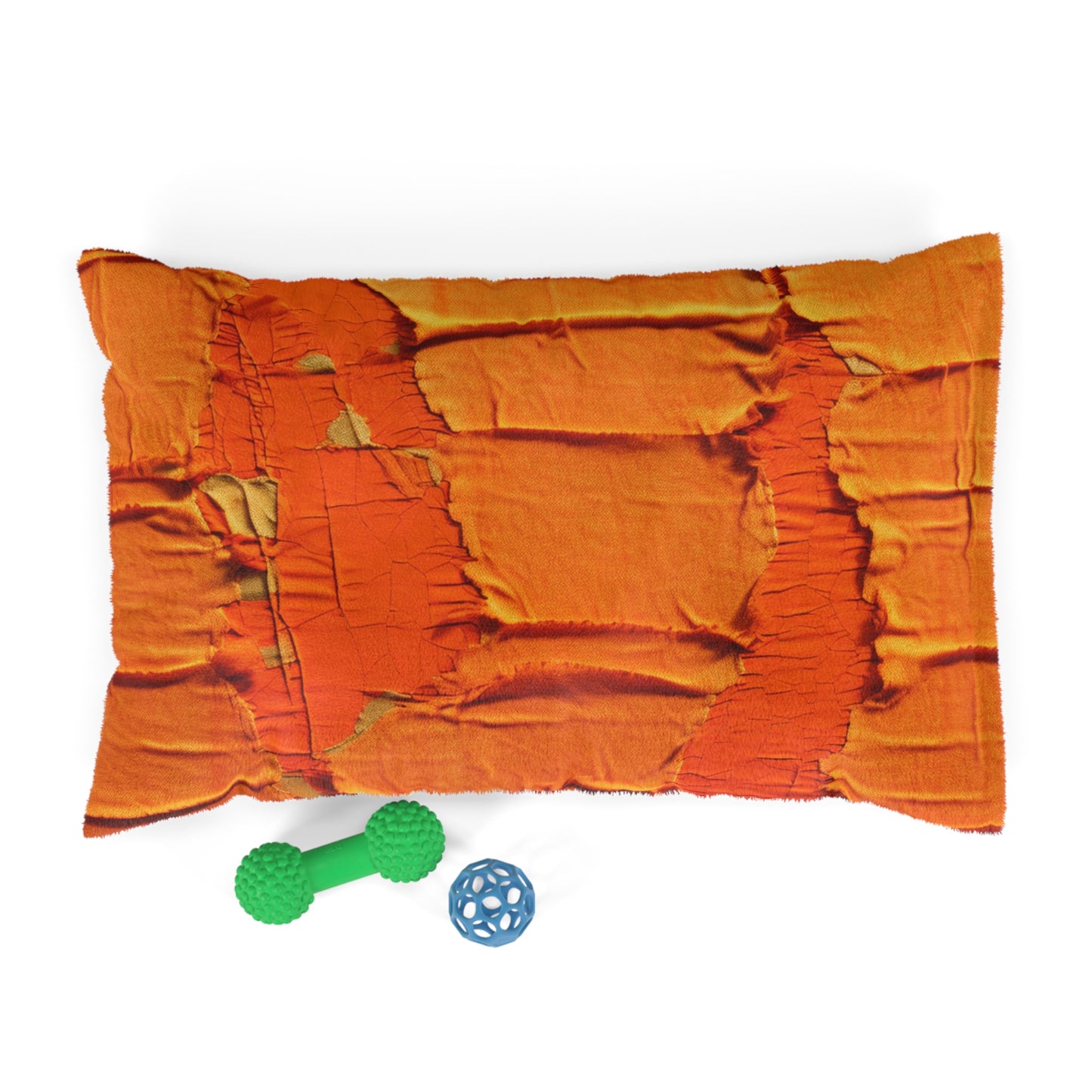 Fiery Citrus Orange: Edgy Distressed, Denim-Inspired Fabric - Dog & Pet Bed