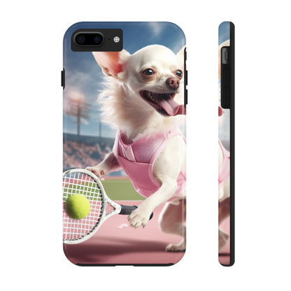 Chihuahua Tennis Ace: Dog Pink Outfit, Court Atheletic Sport Game - Tough Phone Cases