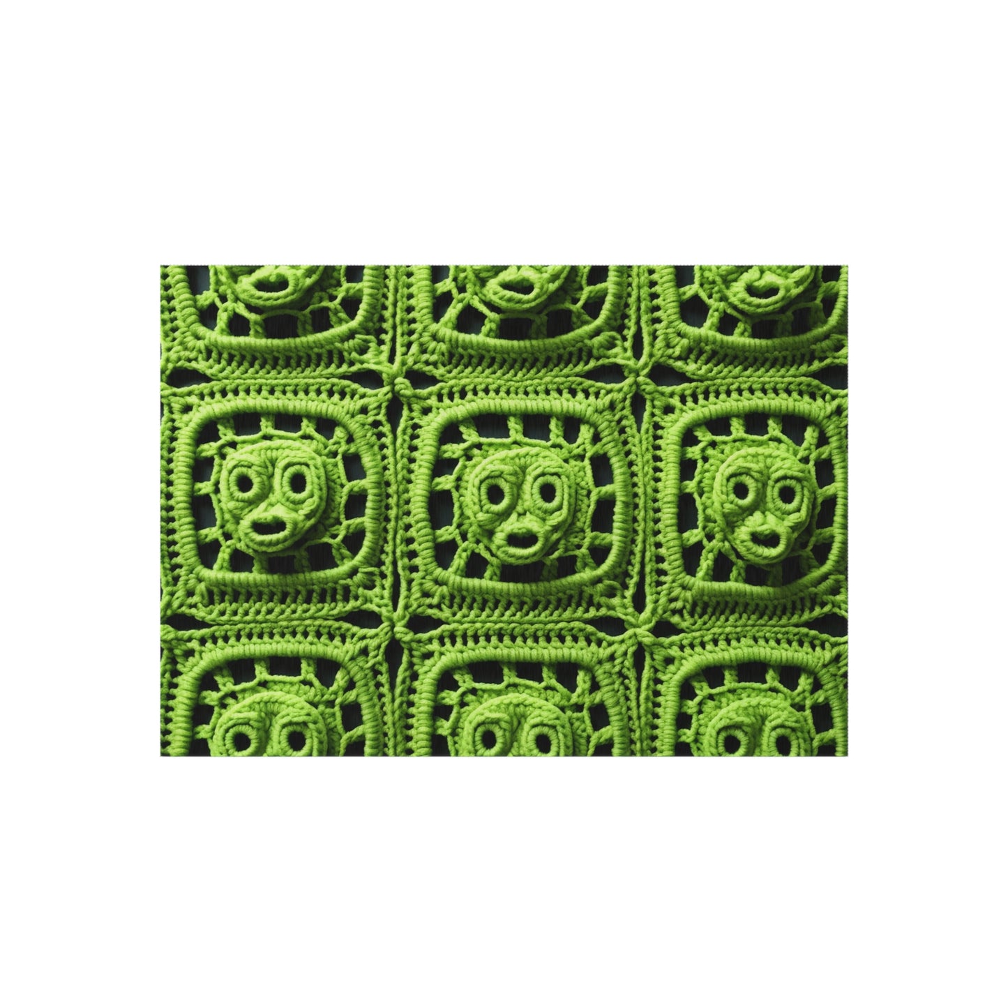 Halloween Green Alien Crochet Galactic Space Zombie Style - Outdoor Rug