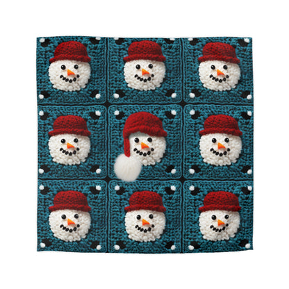 Snowman Crochet Craft, Festive Yuletide Cheer, Winter Wonderland - Microfiber Duvet Cover