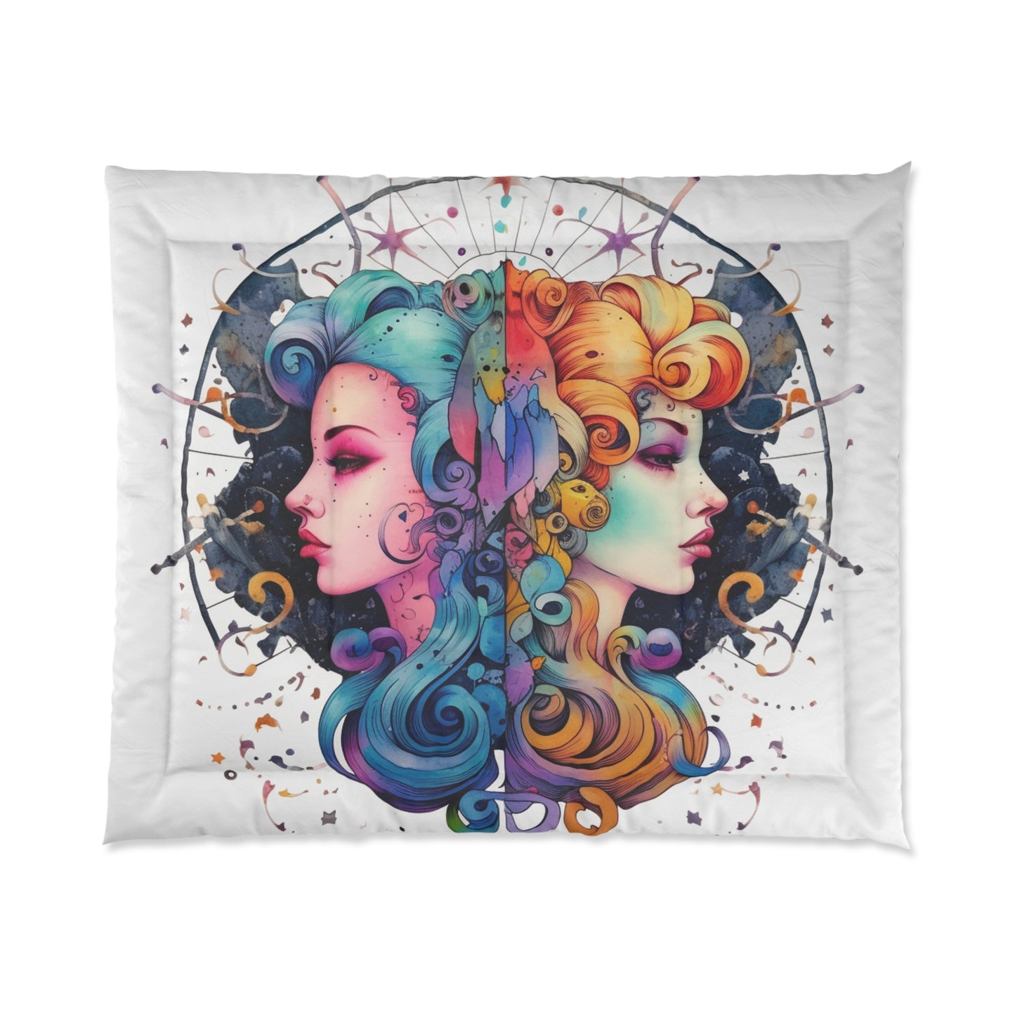 Graffiti Gemini Zodiac Sign - Astrology, Twins Symbol - Comforter