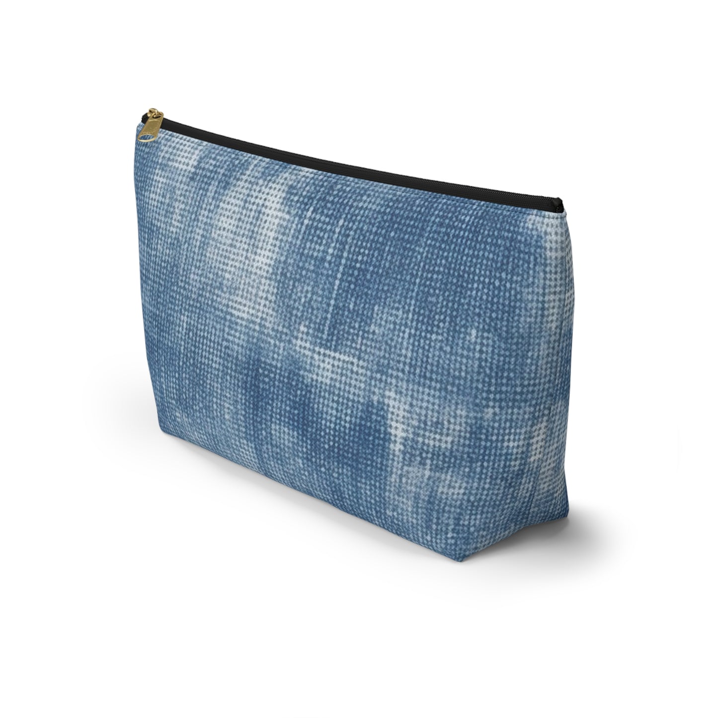 Faded Blue Washed-Out: Denim-Inspired, Style Fabric - Accessory Pouch w T-bottom