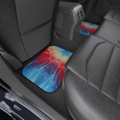 Denim Rainbow Tie-Dye: Espectáculo de diseño de tela multicolor vibrante - Alfombrillas para coche (Juego de 4) 