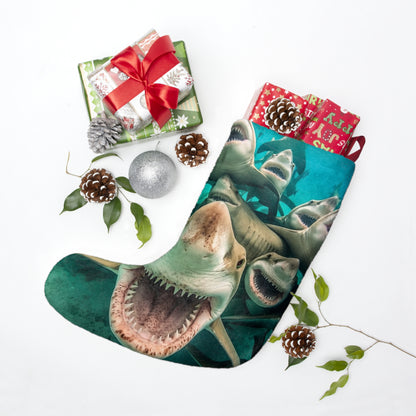 Laughing Lemon Sharks: Joyful Sea Jaws Ocean Deep - Christmas Stockings