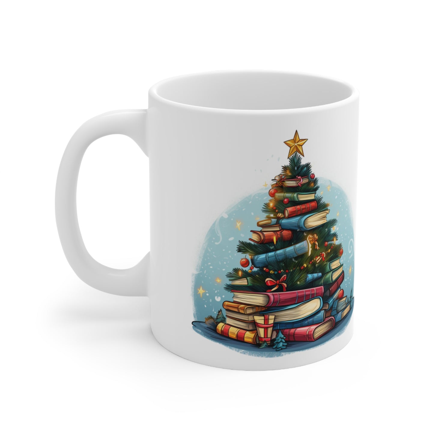 Book Lover Christmas Tree, Gift For Readers - Ceramic Mug 11oz