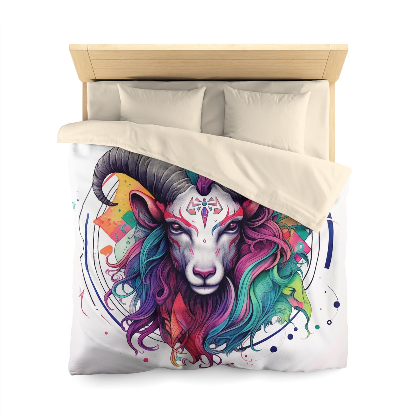 Chill Capricorn Style - Fine Line Multicolor Astrology Design - Microfiber Duvet Cover