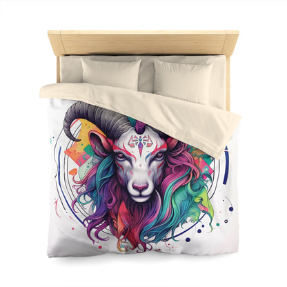 Chill Capricorn Style - Fine Line Multicolor Astrology Design - Microfiber Duvet Cover