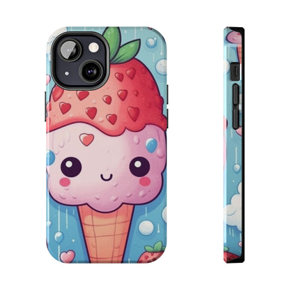 Kawaii Strawberry Sundae Cone - Traditional Japanese Anime Dessert Delight - Sweet Berry Otaku Gift - Tough Phone Cases