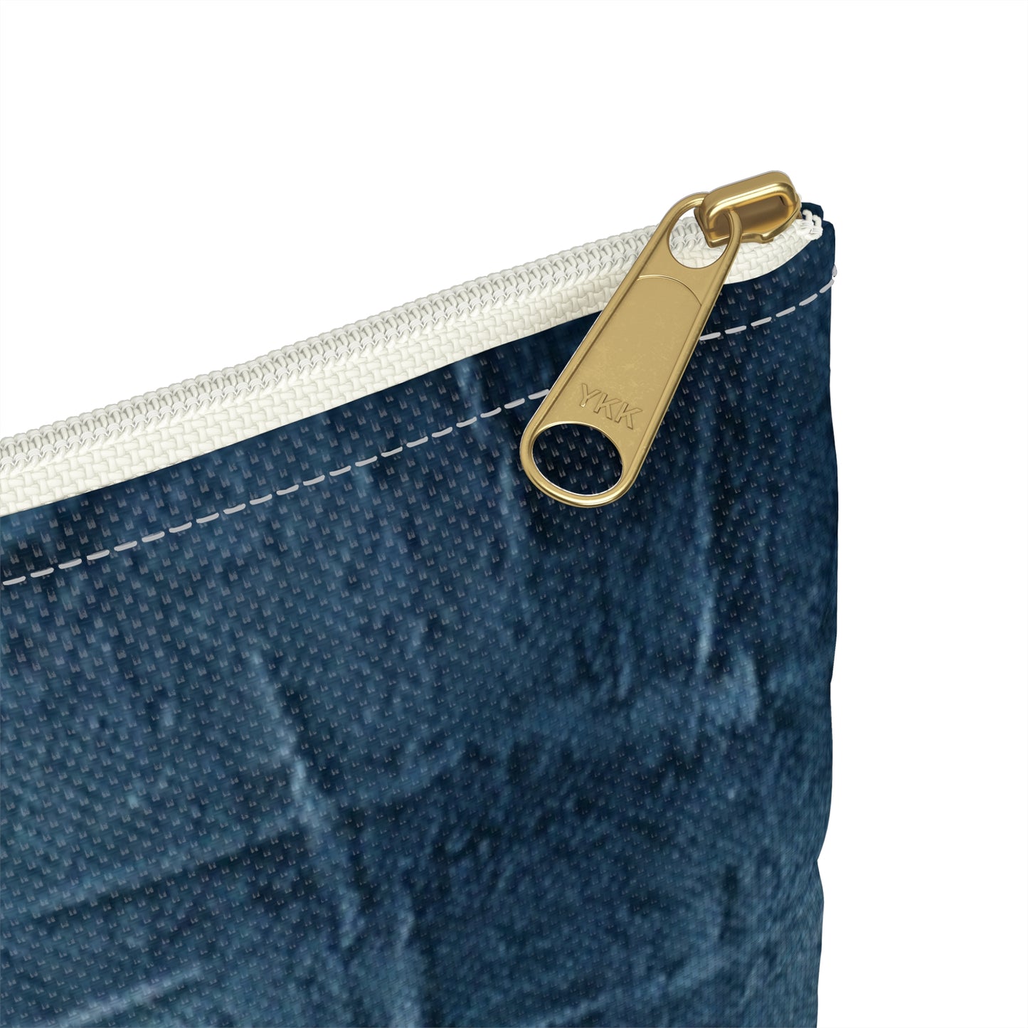 Distressed Blue Denim-Look: Edgy, Torn Fabric Design - Accessory Pouch