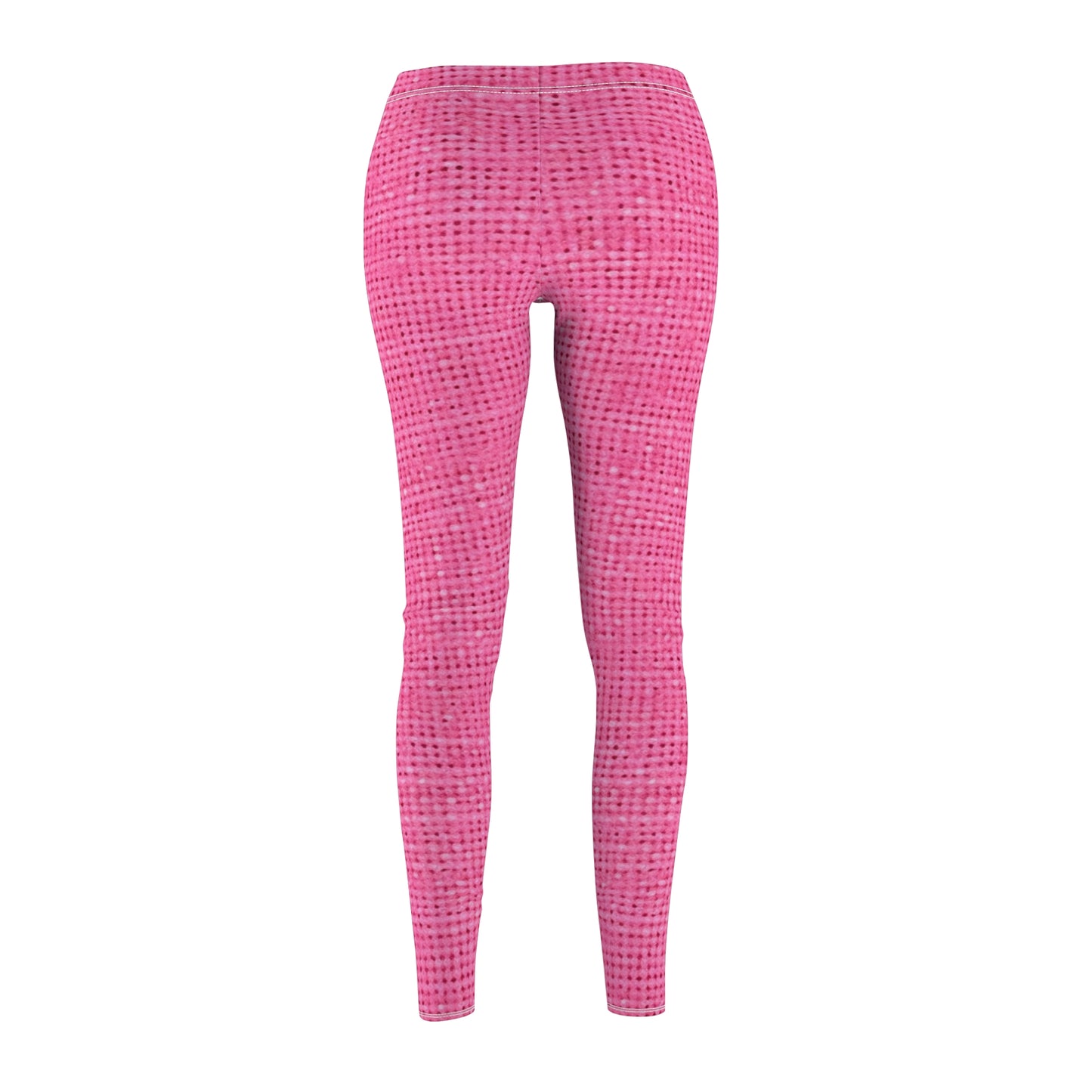 Doll-Like Pink Denim Designer Fabric Style - Women's Cut & Sew Casual Leggings (AOP)