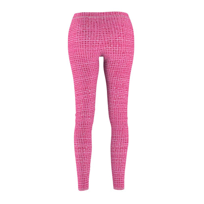 Doll-Like Pink Denim Designer Fabric Style - Women's Cut & Sew Casual Leggings (AOP)