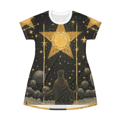 La Carta del Tarot Estrella - Símbolo de Fe y Optimismo - Vestido Camiseta (AOP) 