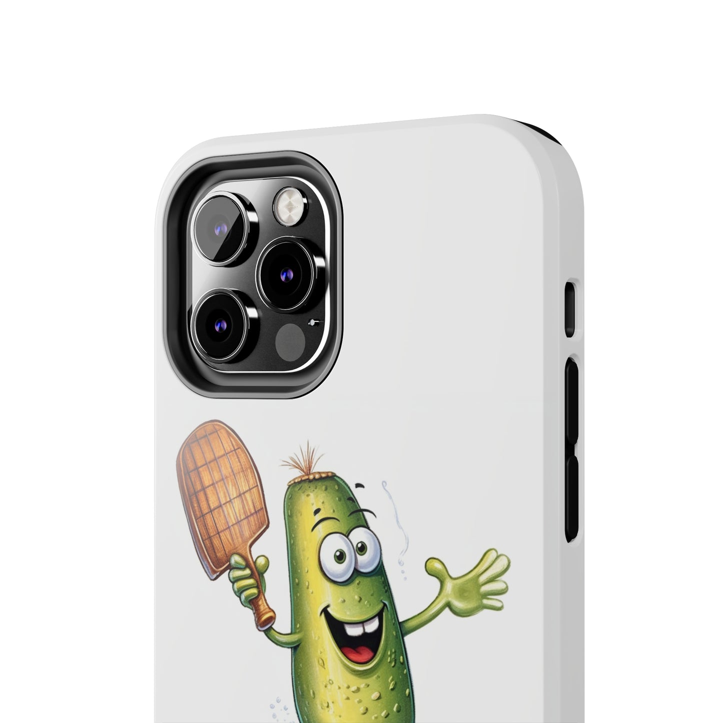 Pickle Player Action: Cartoon Swinging Pickleball Paddle - Sporty Charm - Tough Phone Cases