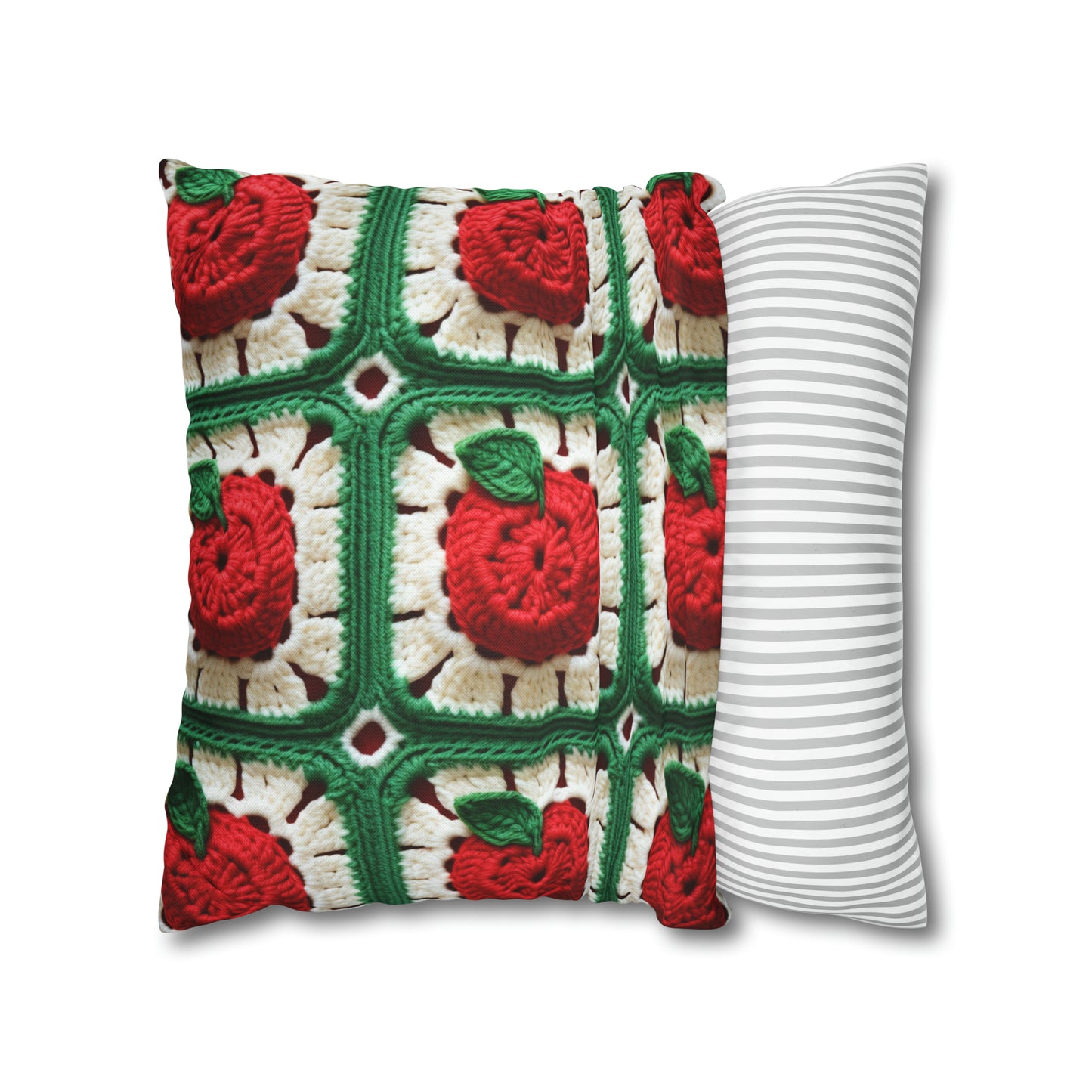 Apple Granny Square Crochet Pattern: Wild Fruit Tree, Delicious Red Design - Spun Polyester Square Pillow Case