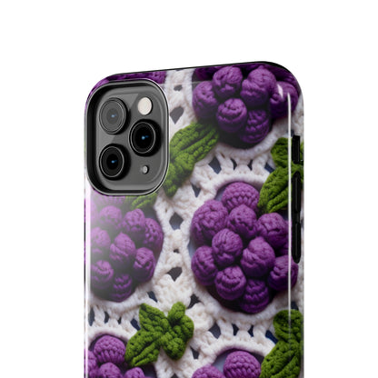 Crochet Grapes Pattern - Granny Square Design - Fresh Fruit Pick - Orchard Purple Snack Food - Tough Phone Cases