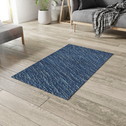 Denim-Inspired Design - Distinct Textured Fabric Pattern - Dobby Rug