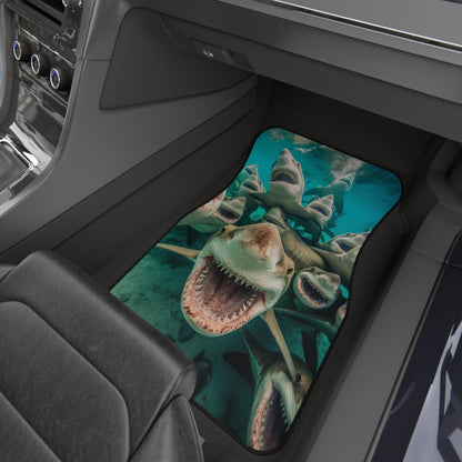 Laughing Lemon Sharks: Joyful Sea Jaws Ocean Deep - Car Mats (Set of 4)