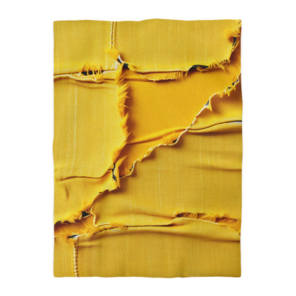 Banana Yellow Lemon: Bold Distressed, Denim-Inspired Fabric - Microfiber Duvet Cover