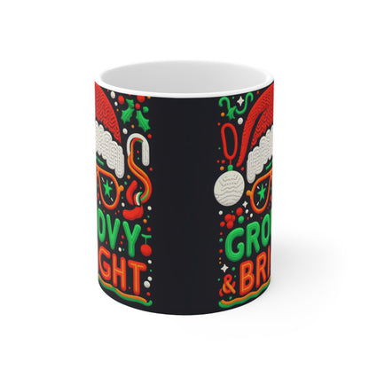 Funky Santa Vibes - Cool Christmas Yule with Starry Shades & Festive Cheer - Ceramic Mug 11oz