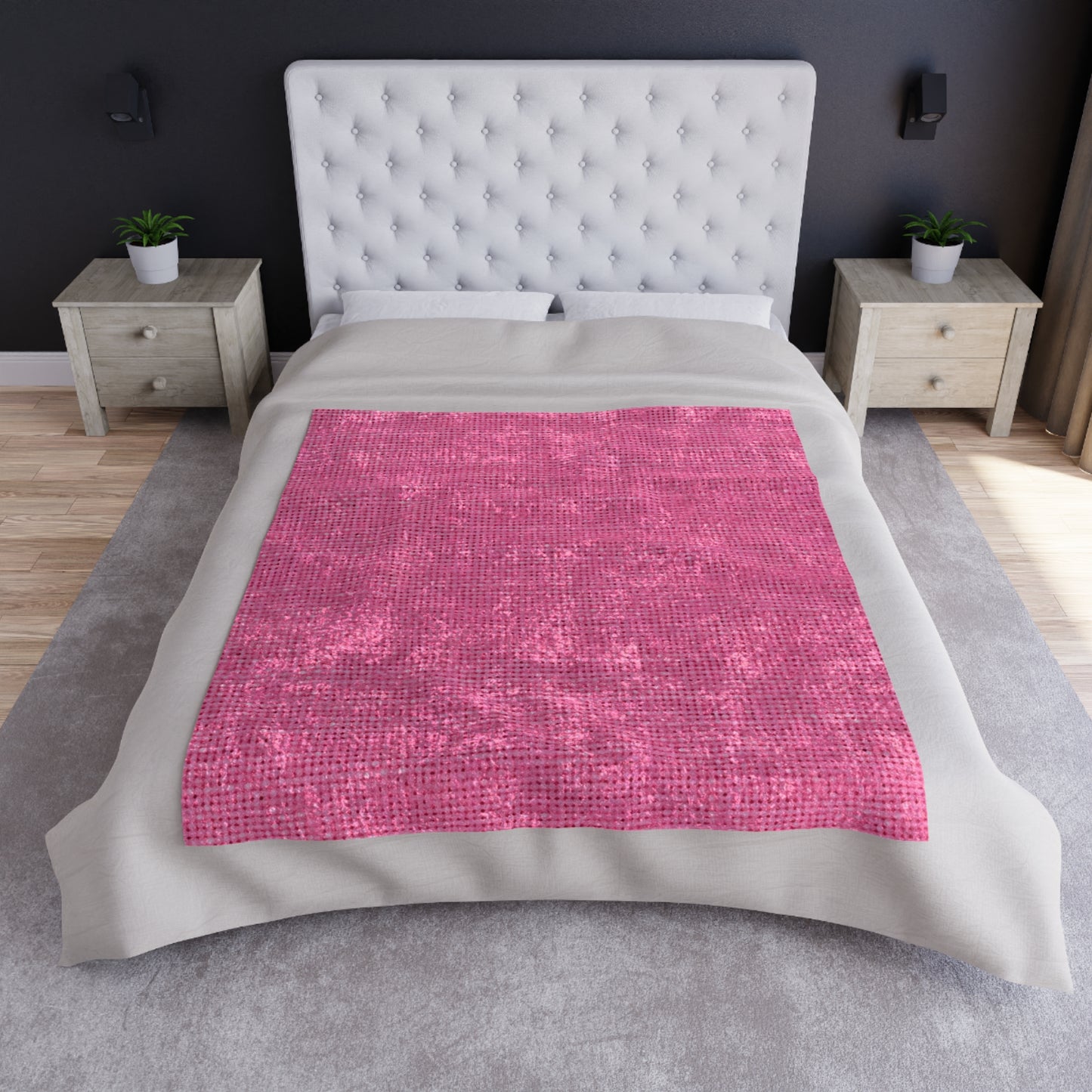 Doll-Like Pink Denim Designer Fabric Style - Crushed Velvet Blanket