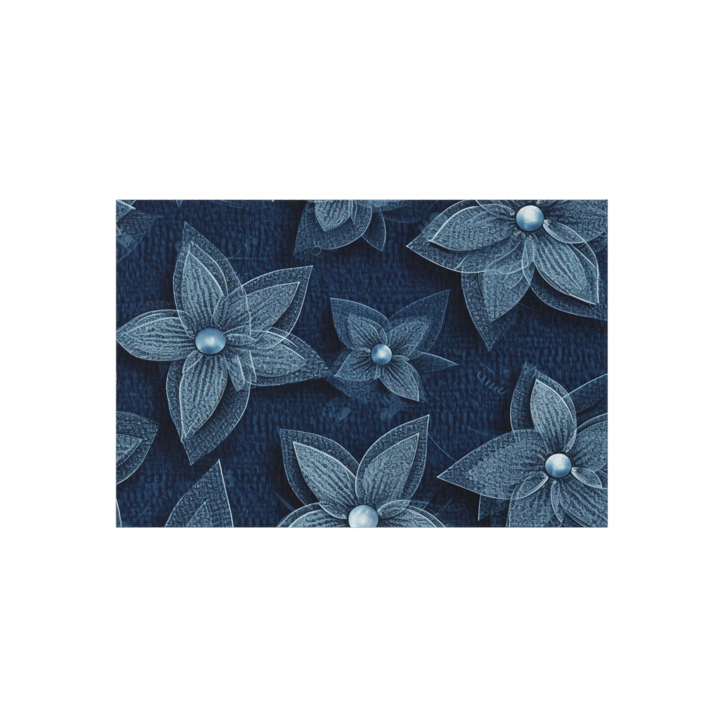 Hawaiian Flower Design - Denim-Inspired Decor Piece - Outdoor Rug