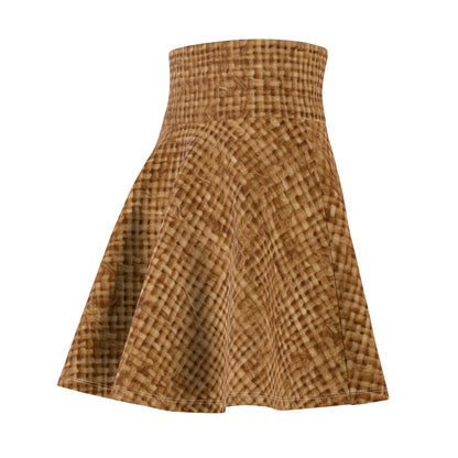 Brown Light Chocolate: Denim-Inspired Elegant Fabric - Women's Skater Skirt (AOP)