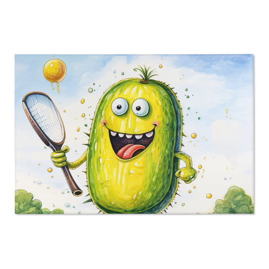 Pickleball Sport: Athletic Pickle Playing Game with Net and Paddle - Area Rugs