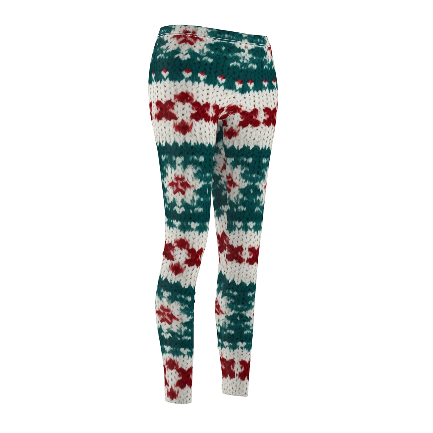 Christmas Knit Crochet Holiday, Festive Yuletide Pattern, Winter Season - Women's Cut & Sew Casual Leggings (AOP)