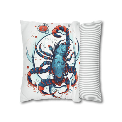 Cute Scorpio Zodiac Sign - Big Claws, Long Tail Cosmic Astrology Symbol - Spun Polyester Square Pillow Case