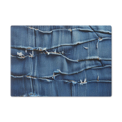 Midnight Blue Distressed Denim: Rugged, Torn & Stylish Design - Cutting Board