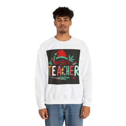 Merry Teacher Winter Holiday - Unisex Heavy Blend™ Crewneck Sweatshirt