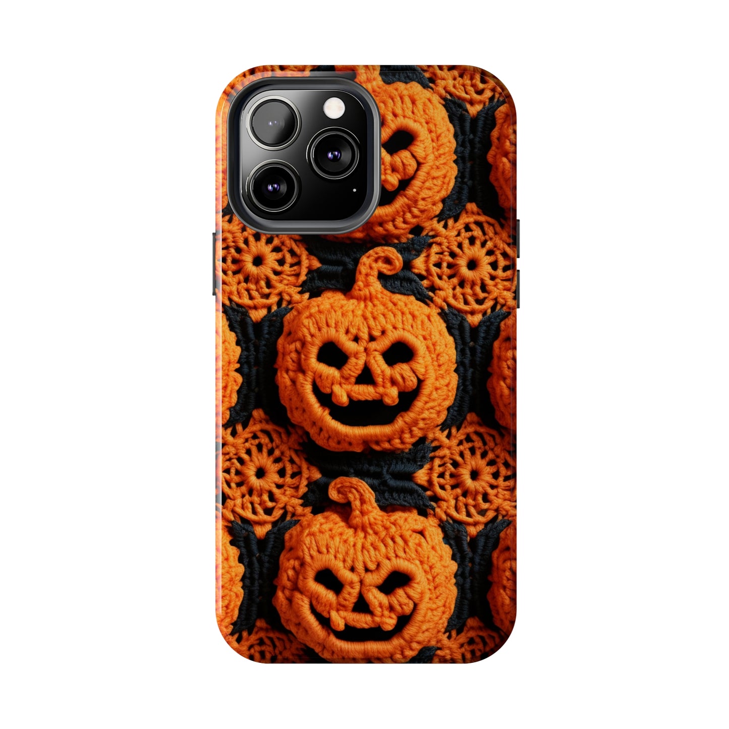 Halloween Crochet Pumpkin Scary Horror Festive Holiday Pattern - Tough Phone Cases