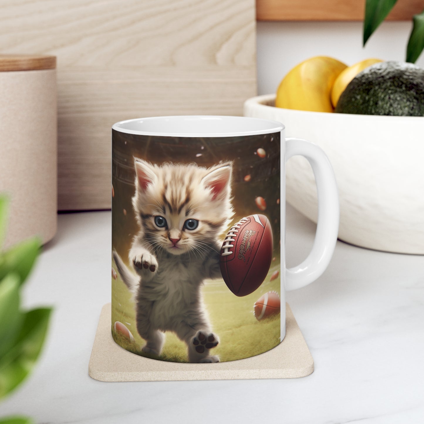 Football Kitty Fantasy: Feline Cat American Sport Quarterback - Ceramic Mug 11oz