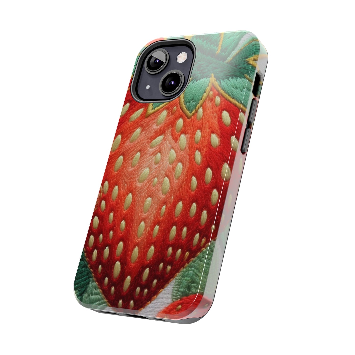 Berry Delight: Sun-Kissed Strawberries Fields Meet Embroidered Style Strawberry Patterns - Tough Phone Cases