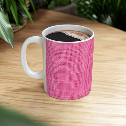 Doll-Like Pink Denim Designer Fabric Style - Ceramic Mug 11oz