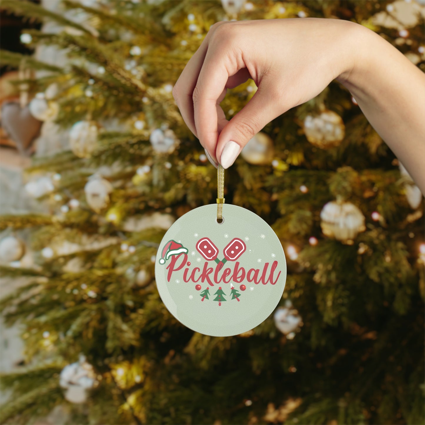 Festive Pickleball Paddle Christmas - Glass Ornament Bundles