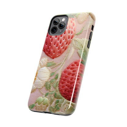 Red Berry Strawberries - Embroid Fruit - Healthy Crop Feast Food Design - Tough Phone Cases