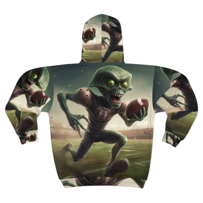 Alien Football Space Sport Game Stadium Athlete Galaxy Player - Unisex Zip Hoodie (AOP)