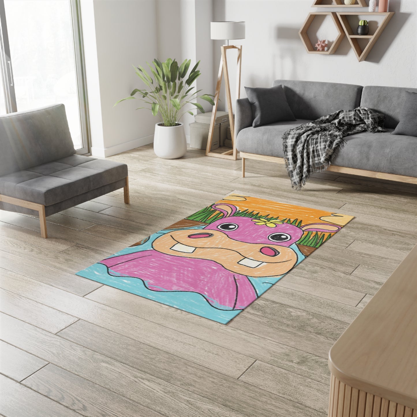 Hippo Hippopotamus Animal Creature Graphic Dobby Rug