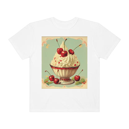 Retro Ice Cream Sundae Parlour Scoop Diner Dessert Art - Camiseta unisex teñida de ropa